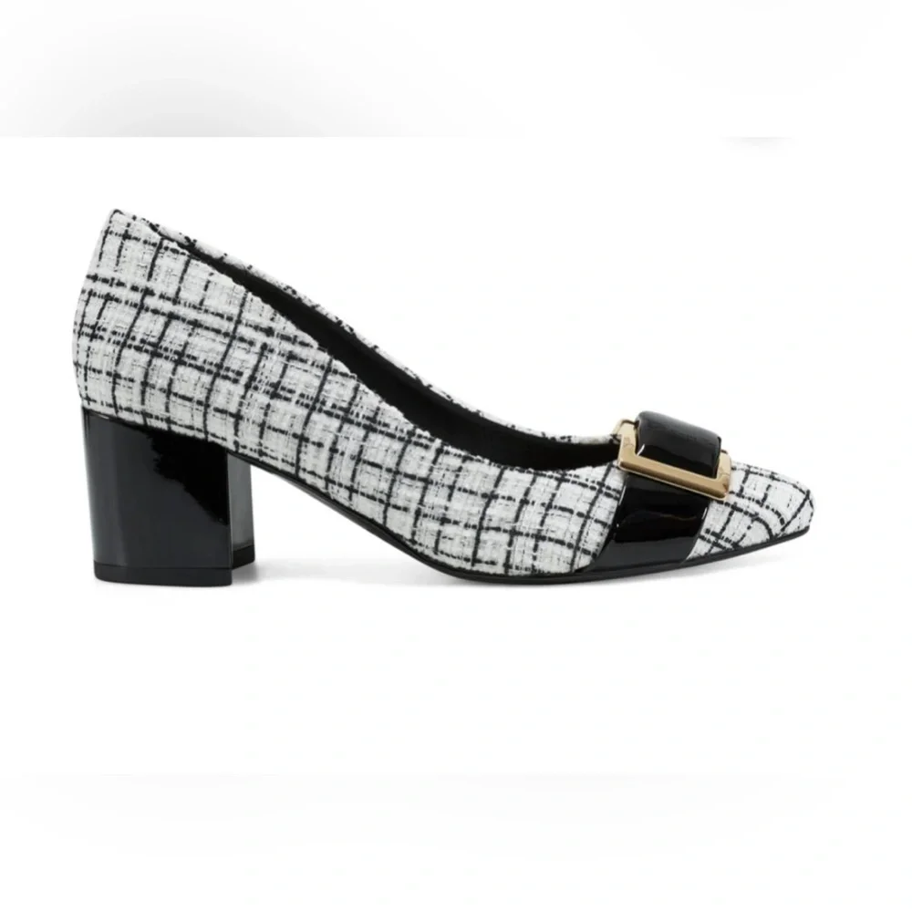 Easy Spirit Cheryl Dress Pumps Black Ivory Neutral Leather Office Formal Sz 10M - Picture 2 of 15